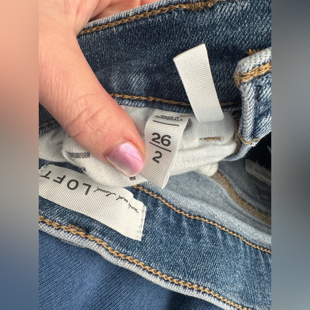 LOFT Ripped Straight Leg Denim Jeans - Picture 3 of 3